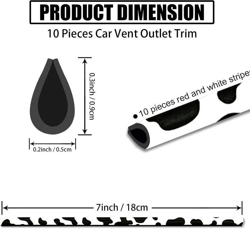 DGDRHZ 10 Pieces Cow Print Car Air Conditioner Air Outlet Decorative Strips, Cow Print car Accessories, Flexible Shiny Auto Car Vent Interior Accessories for All Air Vent Outlet (Black White-Cow) - Image 2